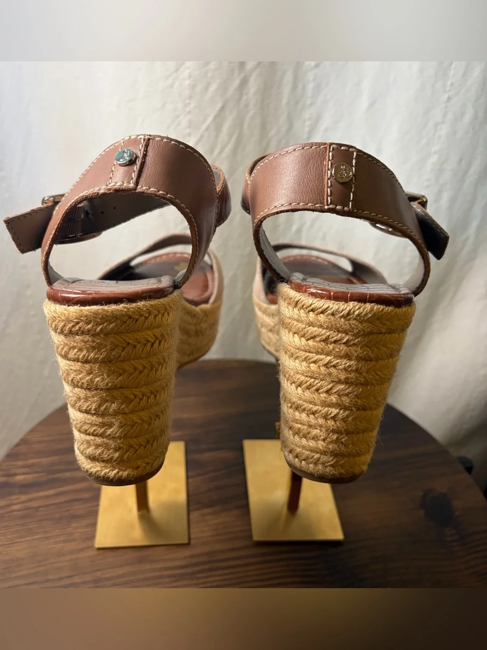 Sam Edelman Dimitra Espadrille Wedge Sandals Size 8.5 Suede Leather Brown Tan⁠